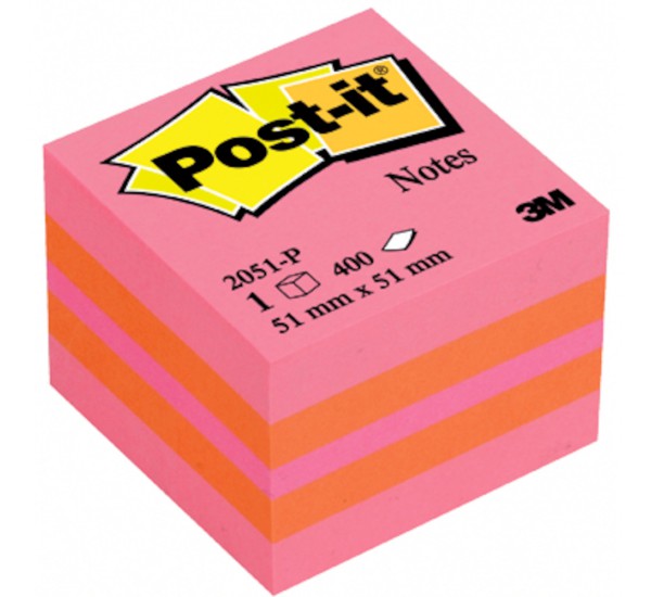 Mini Cubi di foglietti Post-it® - rosa/arancio