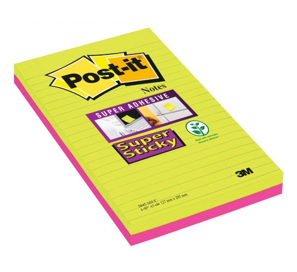 Post-it® Super Sticky a righe - 127x203 mm