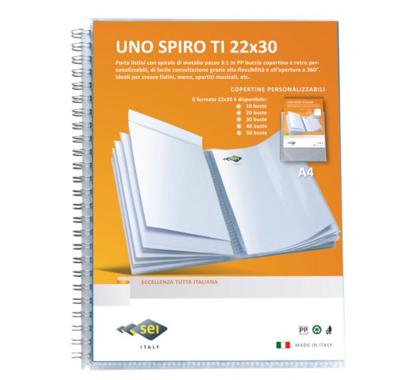 Portalistini personalizzabili UNO SPIRO TI - 22x30 cm