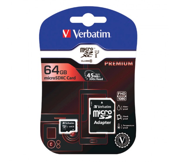 Memory card Micro SD con adattatore - 64 GB